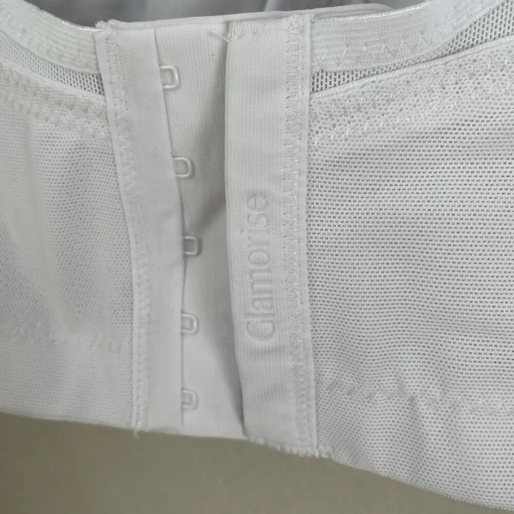 NEW Glamorise Sports Bra Womens 48F White Wireless Full Coverage Mesh Support - Picture 8 of 9